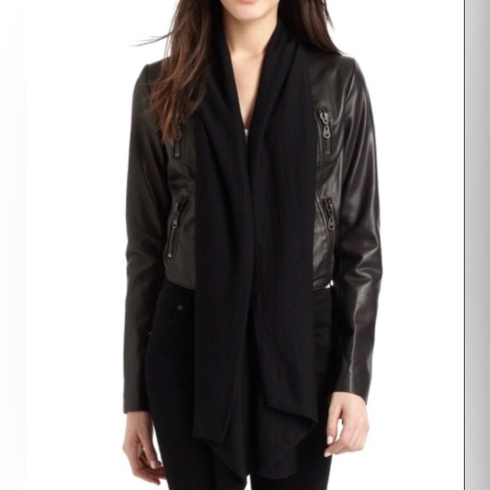 Doma Black vintage Leather Jacket with Zipper Details Biker Moto Retro New Sz M